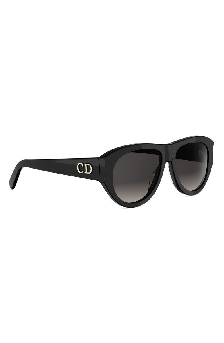 DIOR Glow A1I Gradient Pilot Sunglasses, Alternate, color, Shiny Black / Gradient Smoke