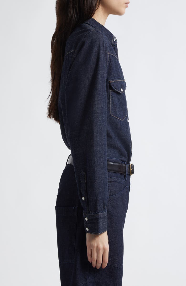 Nili Lotan Travis Long Sleeve Chambray Shirt, Alternate, color, Indigo Rinse