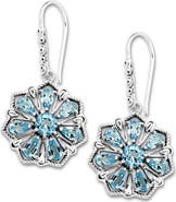 SAMUEL B. Sterling Silver Semiprecious Stone Flower Drop Earrings