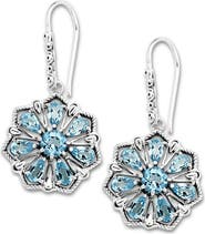 SAMUEL B. Sterling Silver Semiprecious Stone Flower Drop Earrings