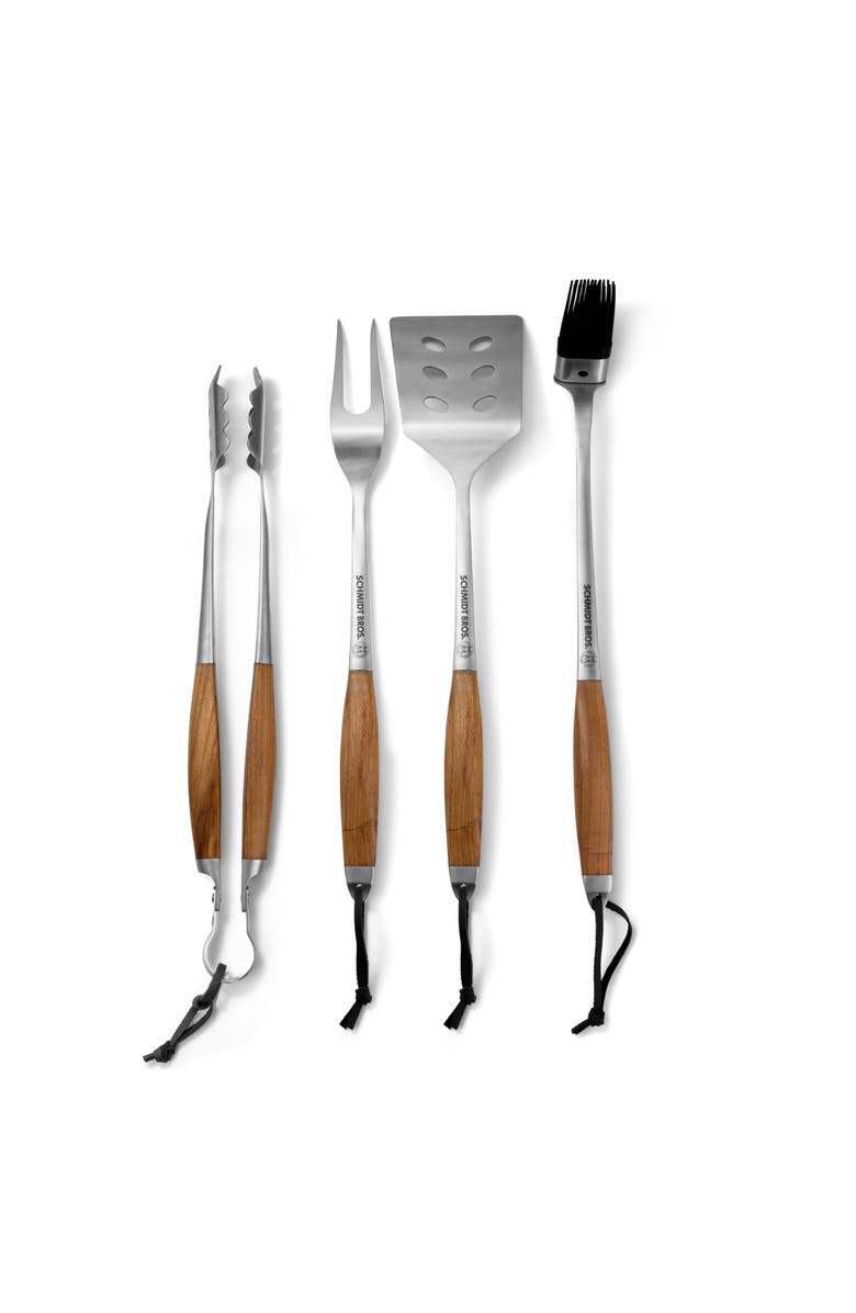 Schmidt Brothers Cutlery Bonded Teak 4-Piece BBQ Tool Set, Alternate, color, 