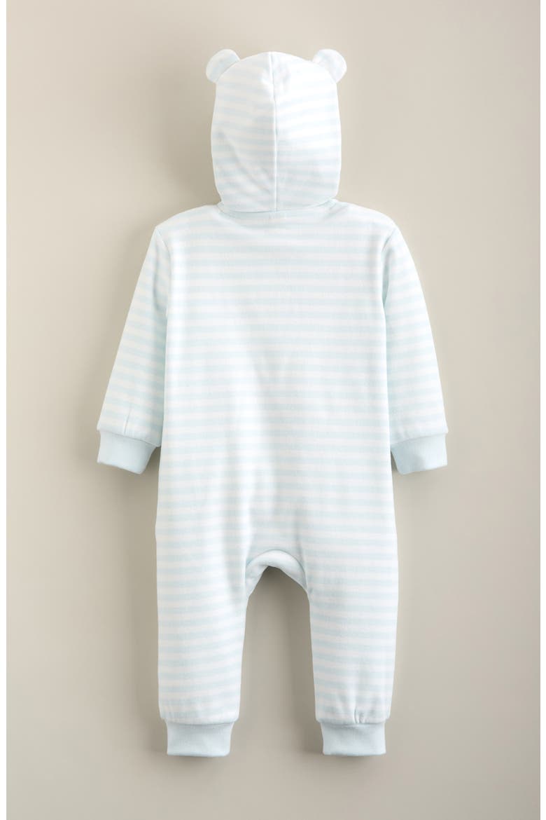 Stripe Hooded Long Sleeve Romper, Alternate, color, BLUE FADE SHEA STRIPE
