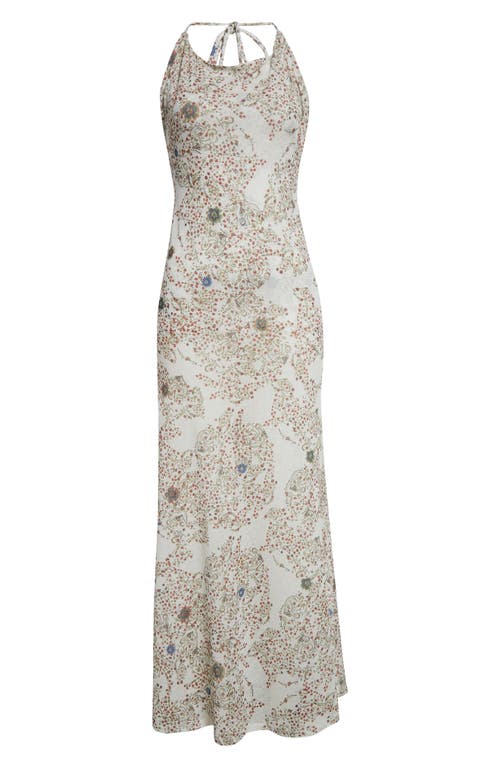 Siedres Siedrés Nensi Semisheer Open Back Maxi Dress In White Multi