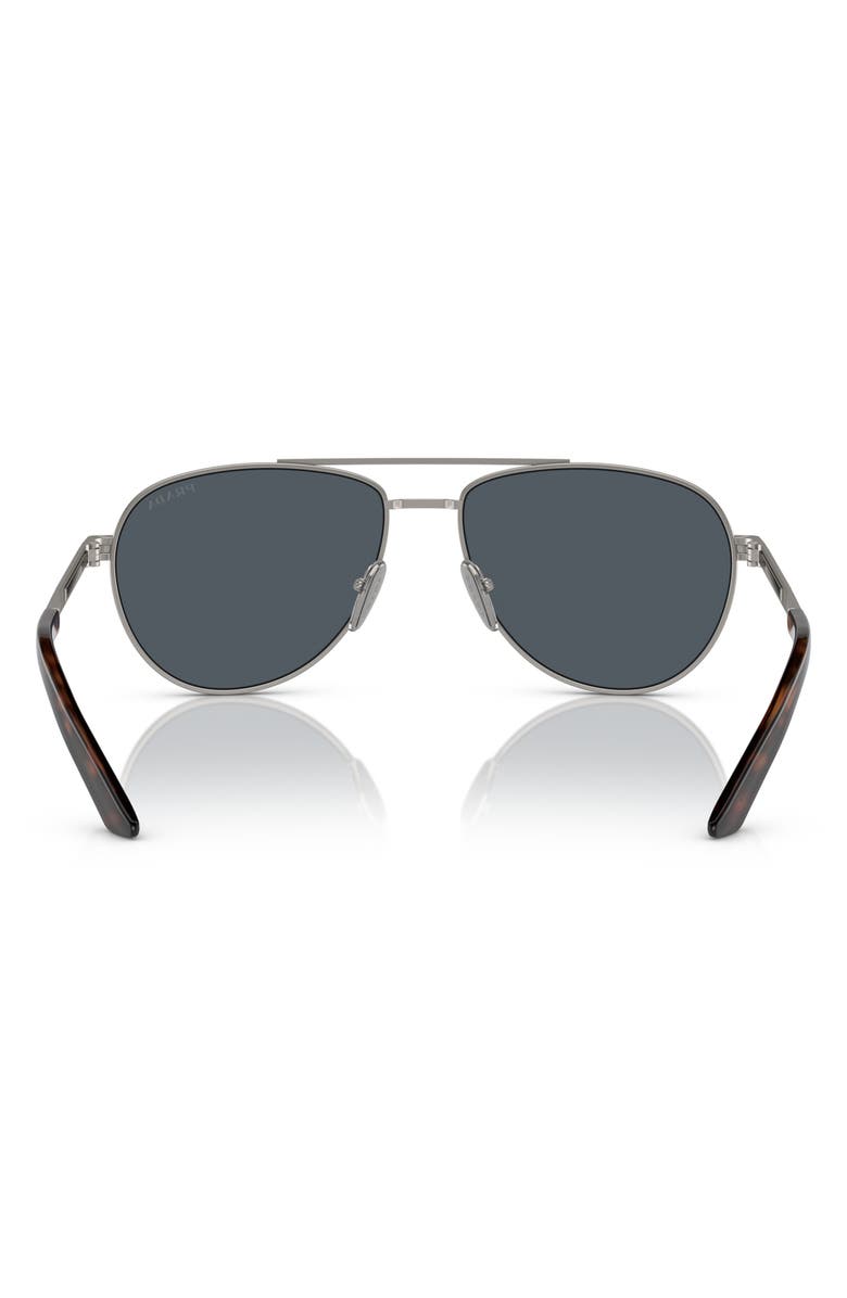 Prada 60mm Pilot Sunglasses, Alternate, color, Matte Grey
