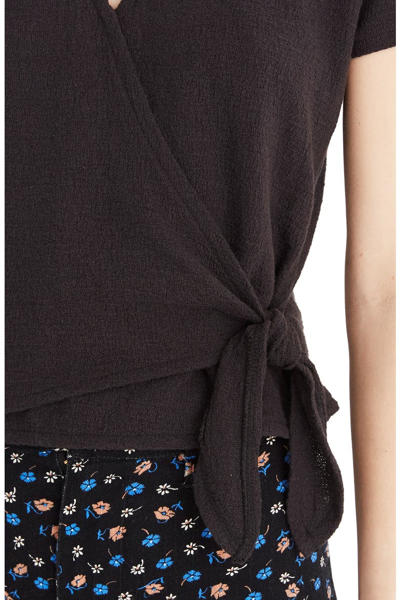 Texture & Thread Wrap Top, Alternate, color, TRUE BLACK