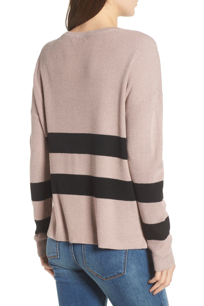 Varsity Stripe Sweater, Alternate, color, GREY BARK KENZIE STRIPE