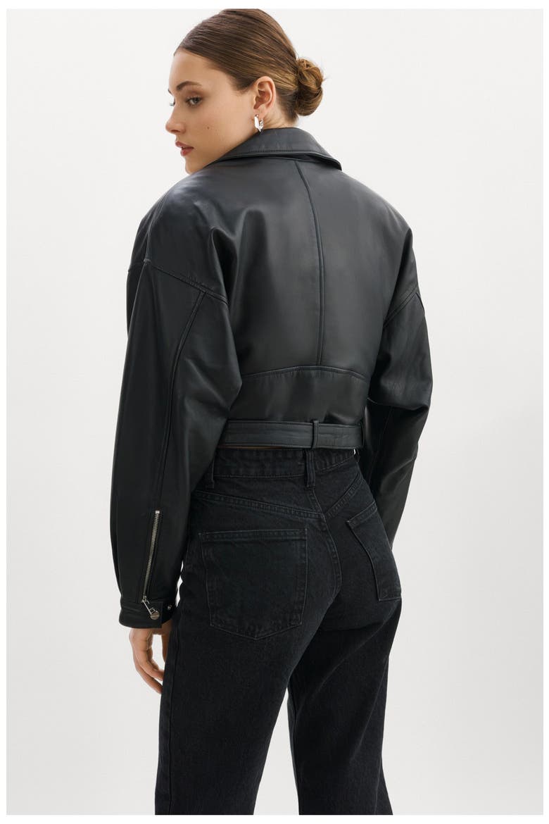 Dylan | 80's Leather Biker Jacket, Alternate, color, BLACK