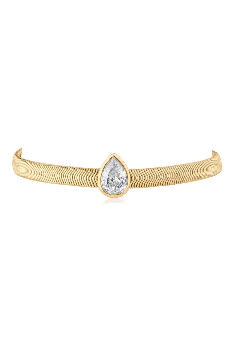 Teardrop Cubic Zirconia Herringbone Chain Bracelet, Main, color, GOLD