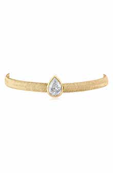 CZ by Kenneth Jay Lane Teardrop Cubic Zirconia Herringbone Chain Bracelet