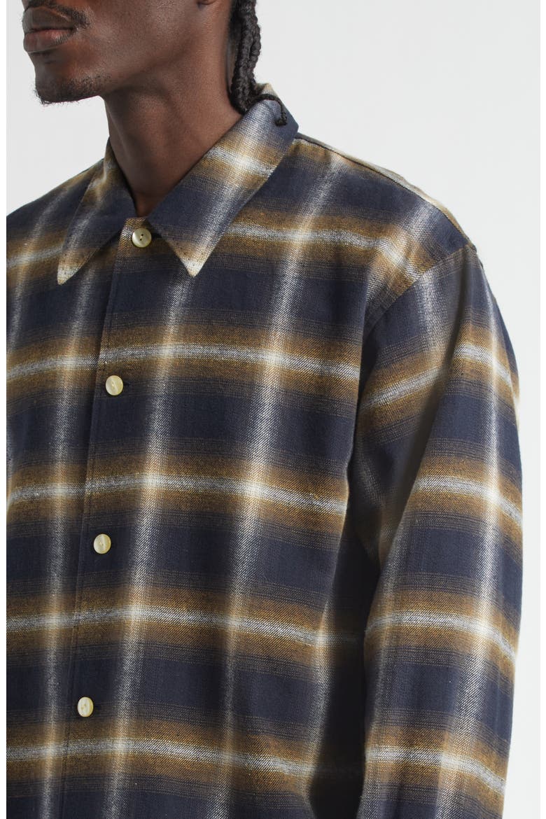 Logan Ombré Check Flannel Button-Up Shirt, Alternate, color, OLIVE/ BLACK CHECK