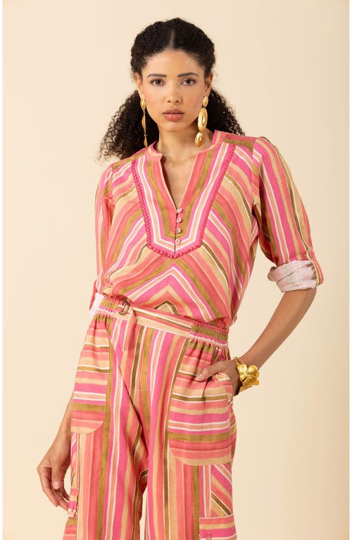 Hale Bob Karla Linen Top In Coral