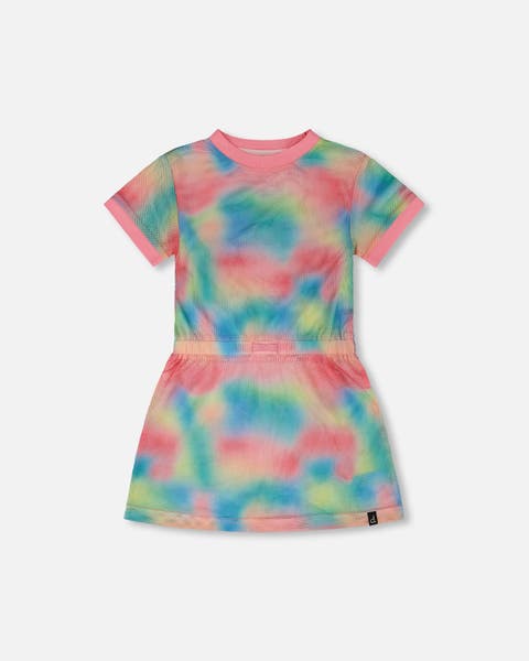 Mesh Short Sleeves Elastic Waist Beach Dress (Toddler, Little Kid & Big Kid)