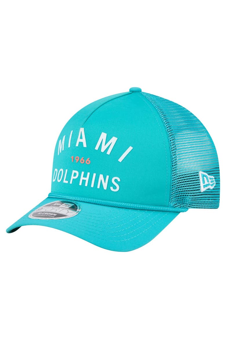 Men's New Era  Aqua Miami Dolphins Active Minimalist M-Crown A-Frame 9FORTY Adjustable Hat, Main, color, Aqua