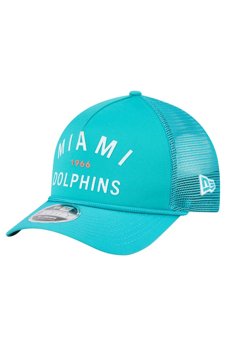 New Era Men's New Era Aqua Miami Dolphins Active Minimalist M-Crown A-Frame 9FORTY Adjustable Hat, Main, color, Aqua