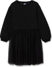 Lands' End Girls Long Sleeve Mixed Media Dress