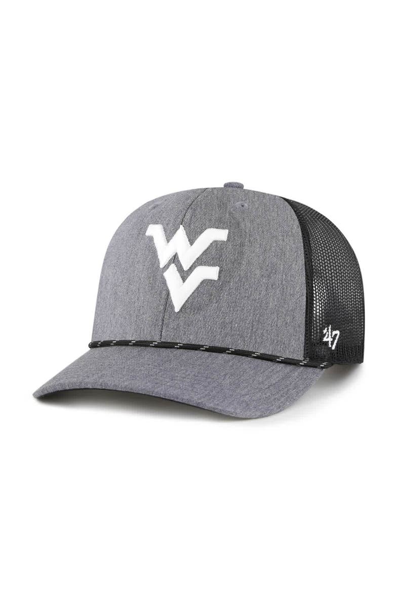 '47 Men's '47  Gray West Virginia Mountaineers Carbon Rope Adjustable Hat, Main, color, Gray