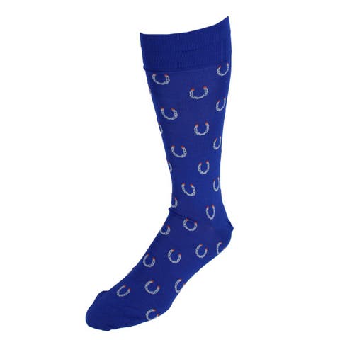 Lucky Horseshoe Over The Calf Pima Cotton Novelty Dress Sock (1 Pair)