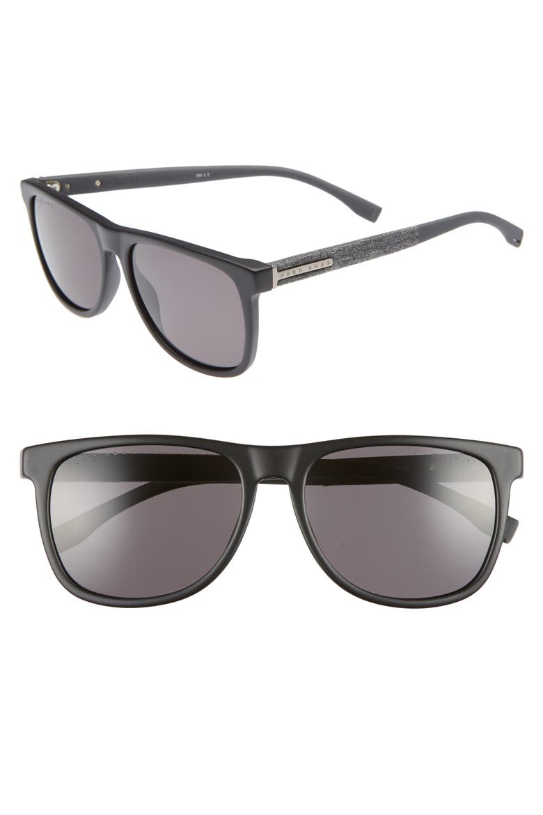 56mm Polarized Sunglasses, Main, color, MATTE BLACK