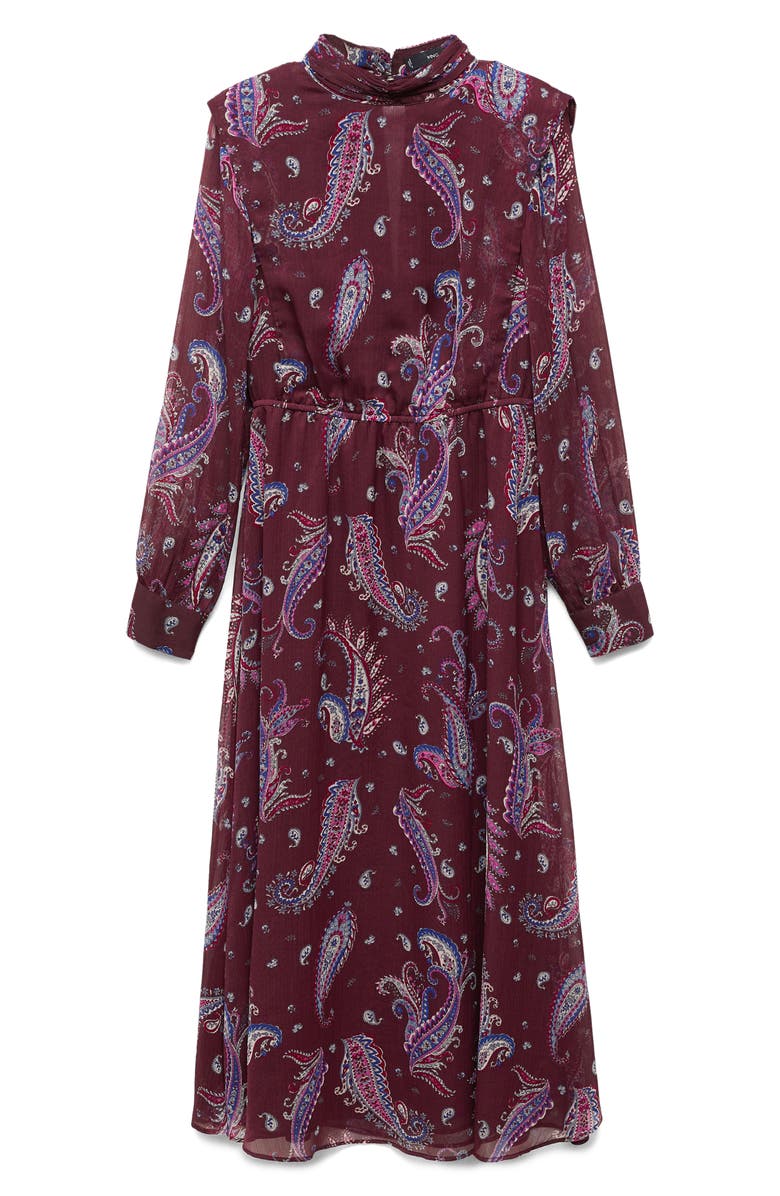 MANGO Paisley Print Long Sleeve Chiffon Midi Dress, Alternate, color,