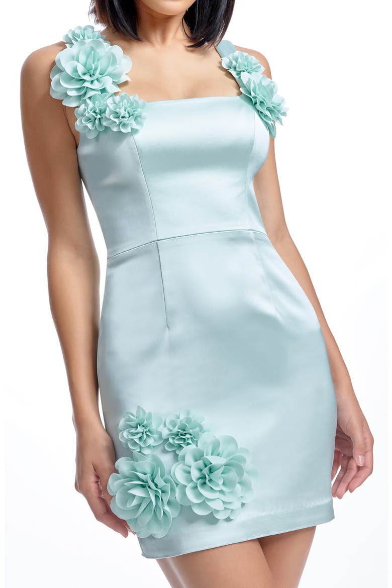 Carrie Floral Appliqué Minidress, Alternate, color, SEA HAZE
