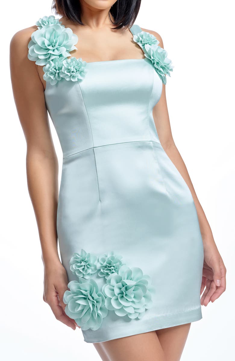 Dress the Population Carrie Floral Appliqué Minidress, Alternate, color, Sea Haze