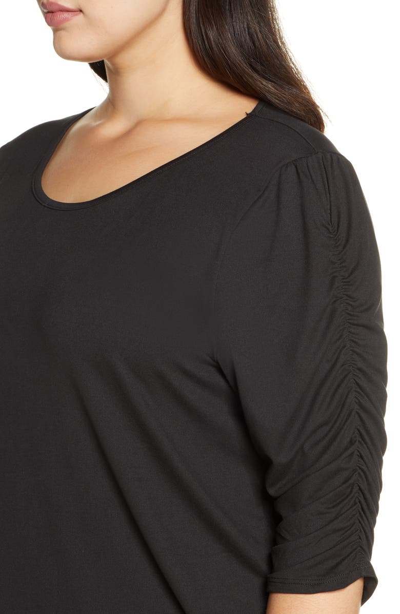 Kiyonna Reverie Ruched Sleeve Top, Alternate, color, 