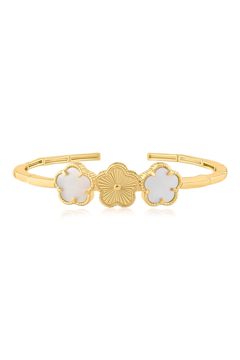 3 Clover Flexible Cuff Bracelet (Nordstrom Exclusive), Main, color, WHITE/ GOLD