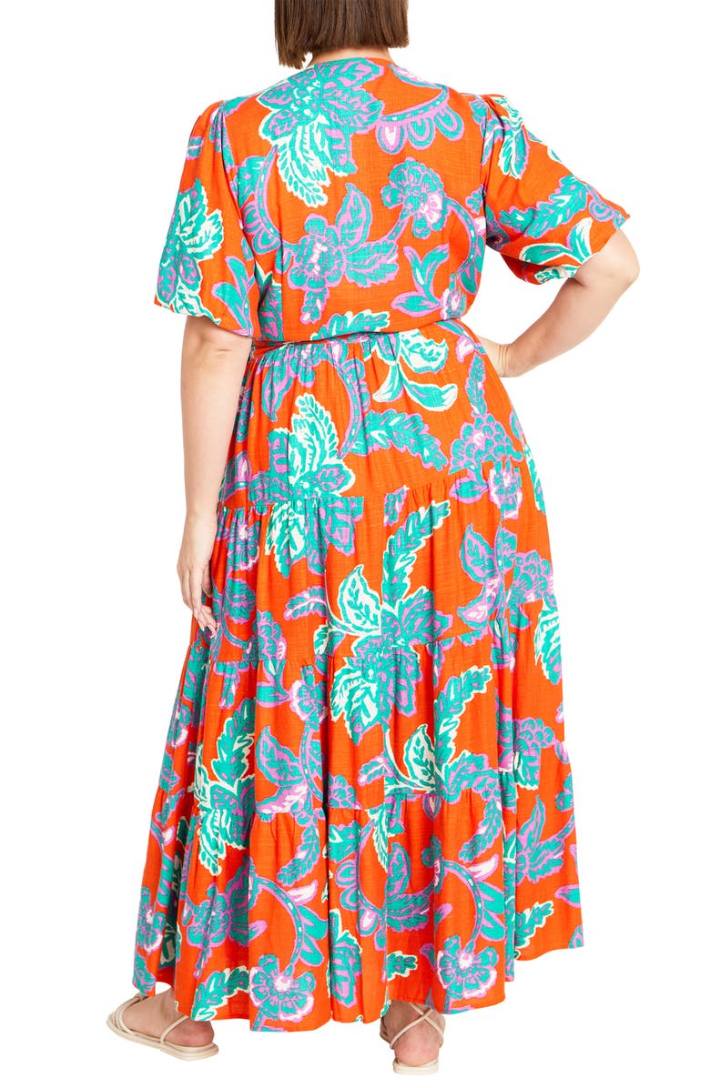 City Chic Jezebel Tiered Maxi Wrap Dress, Alternate, color, 