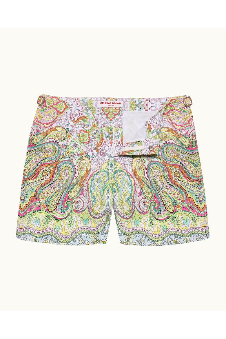 Bulldog Mid-Length Classic Fit Swim Shorts With Fairground Print, Alternate, color, MULTI/PINK