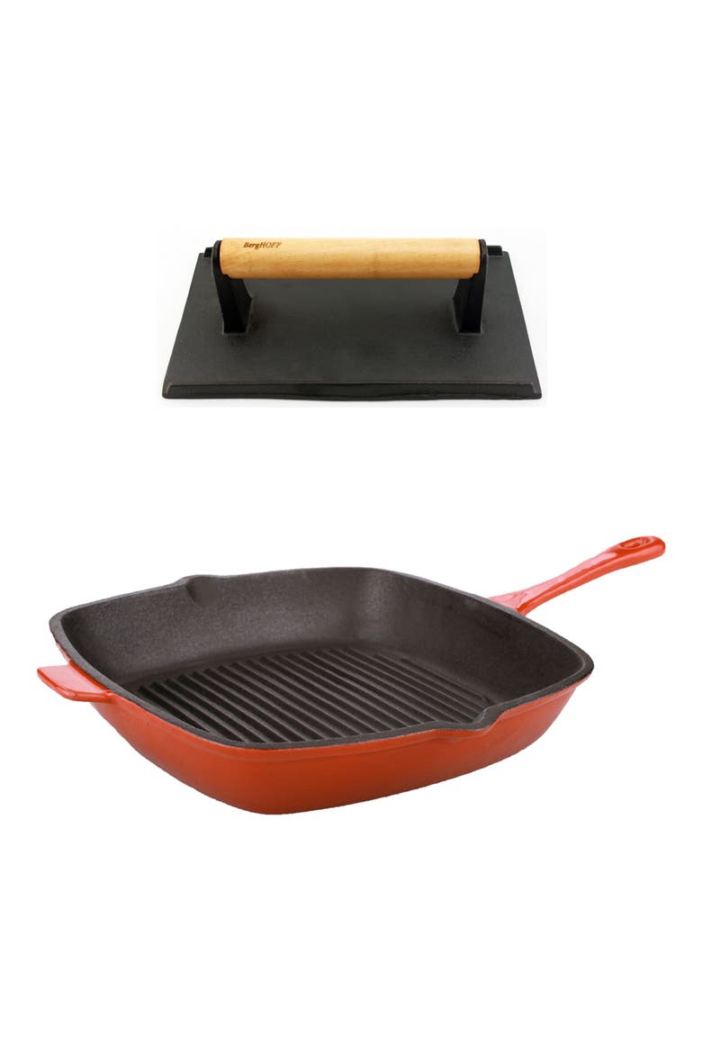 Neo Cast Iron Grill 2-Piece Set, Main, color, ORANGE