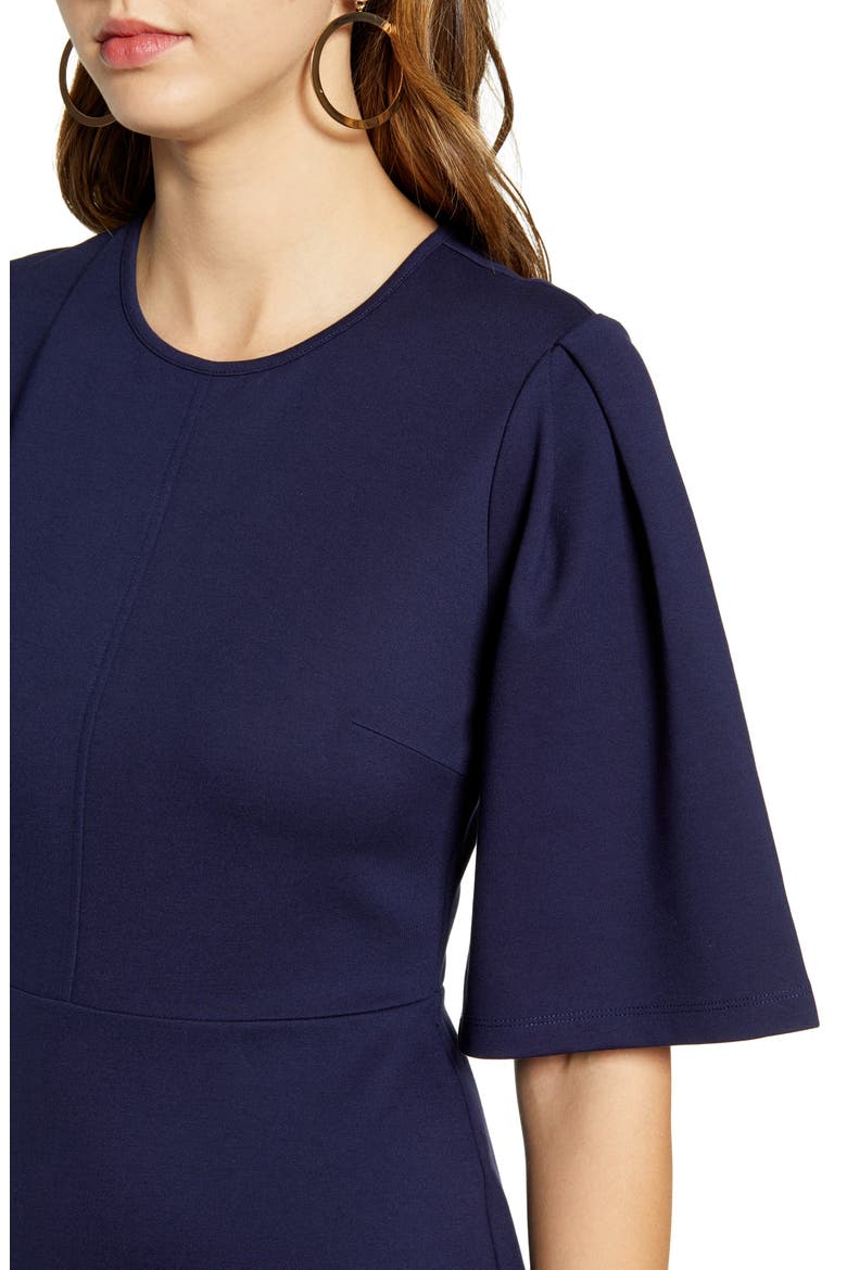 Flutter Sleeve Ponte Dress, Alternate, color, NAVY PEACOAT