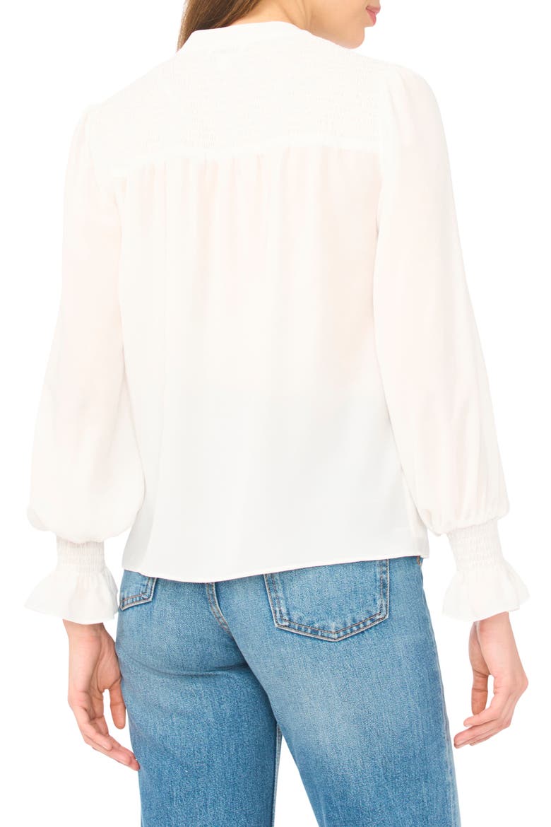 Half Placket Smocked Accent Top, Alternate, color, NEW IVORY