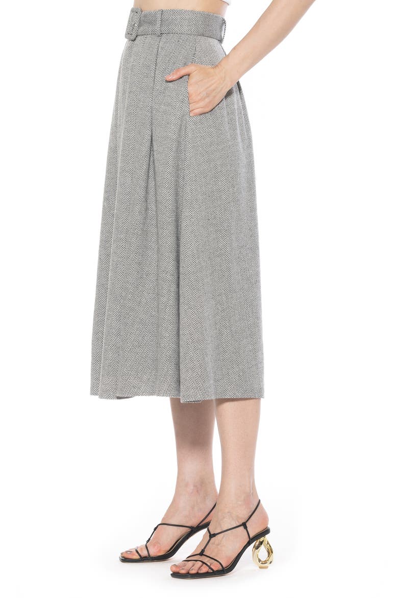 Belted A-Line Midi Skirt, Alternate, color, HERRINGBONE