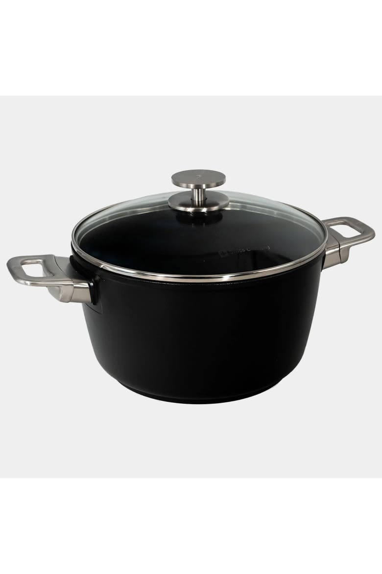 CHD Nonstick Stock Pot with Glass Lid, 8.5 qt, Main, color, Black