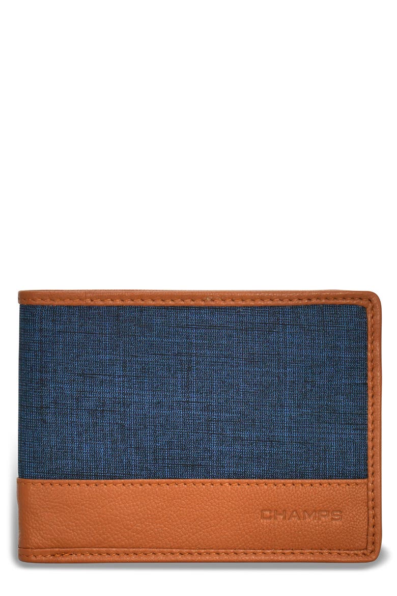 Denim Bifold Wallet, Main, color, TAN/BLUE