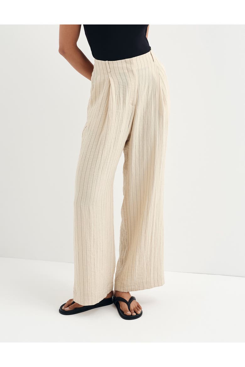 Mara Short Stripe Wide Leg Trouser, Main, color, Beige Stripe