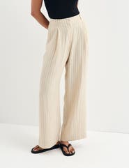 Finery London Mara Short Stripe Wide Leg Trouser