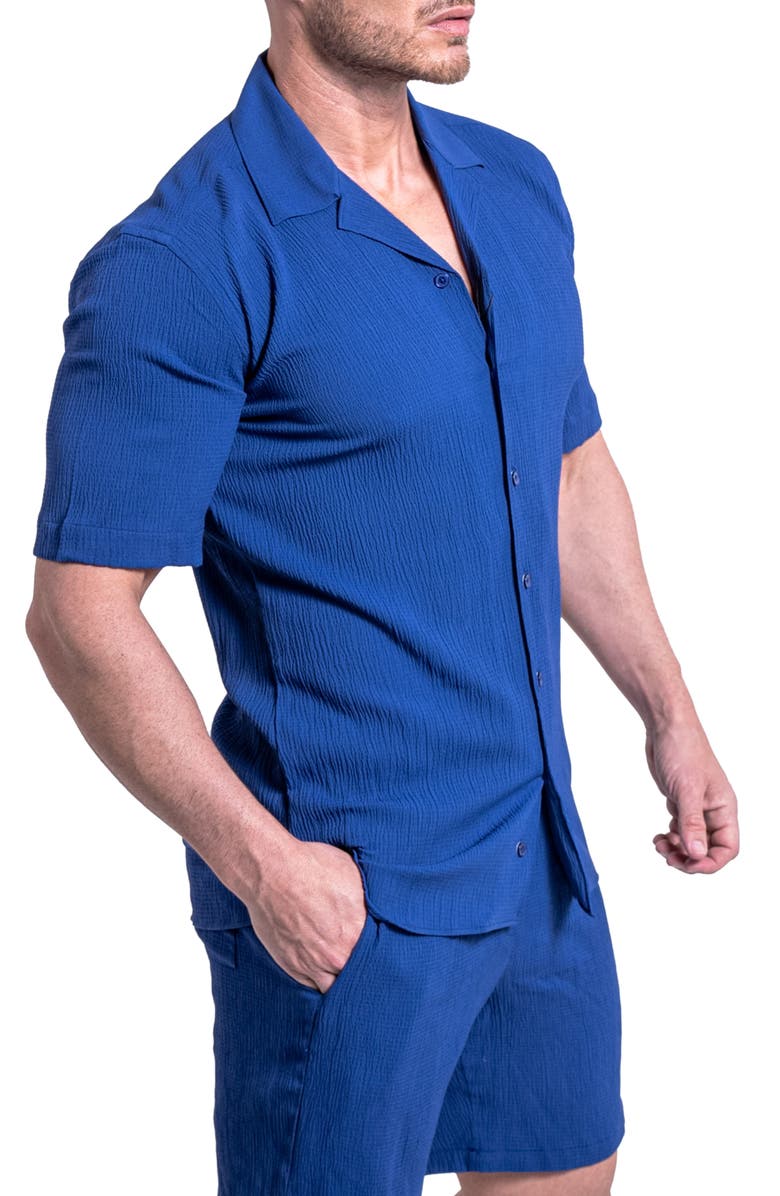 Maceoo Everyday Navy Blue Short Sleeve Button-Up Shirt, Alternate, color, 