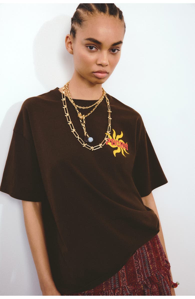 H&M Oversized Print-motif T-shirt, Alternate, color, Dark Brown/Pacha