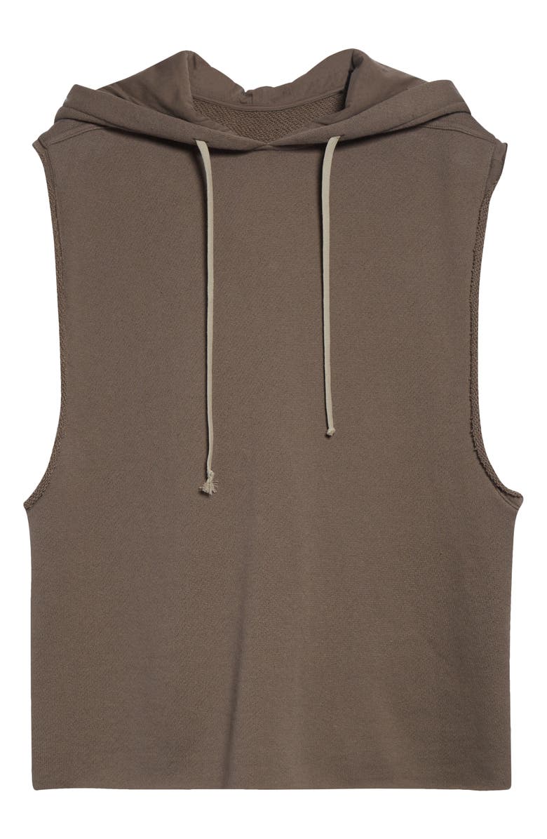 Rick Owens Sleeveless Cotton French Terry Hoodie, Main, color, Dust