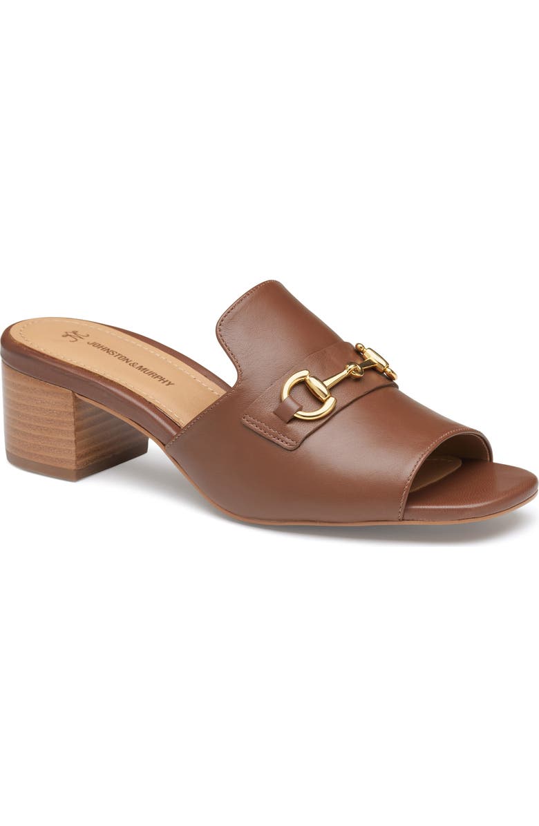 Johnston & Murphy Edith Block Heel Sandal, Main, color, Cognac Glove