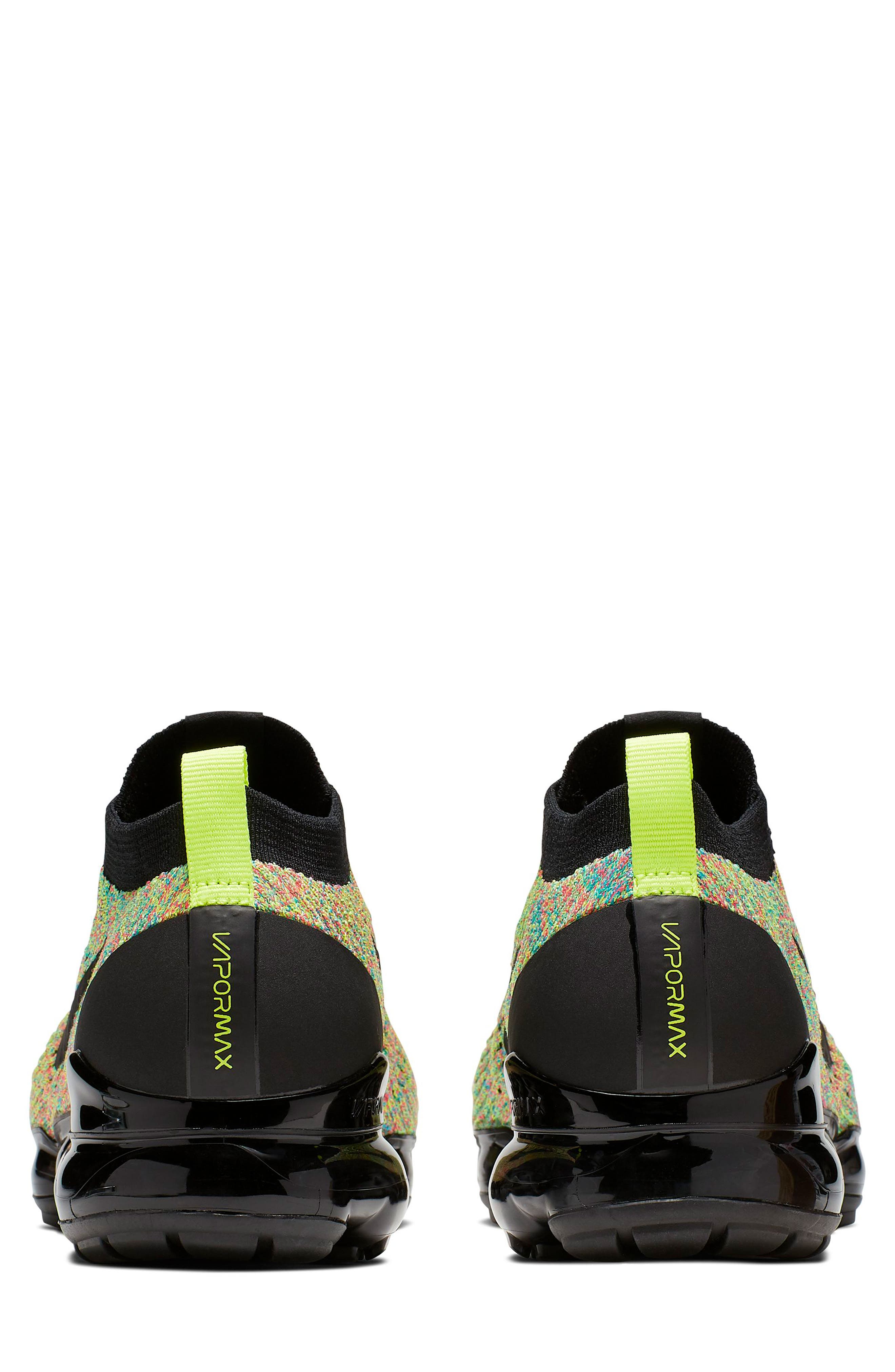 Air VaporMax Flyknit 3 Running Shoe, Alternate, color, BLACK/ VOLT/ BLUE LAGOON