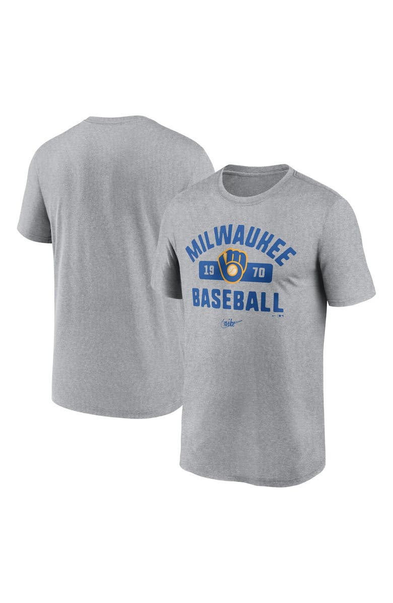 Nike Men's Nike Heather Gray Milwaukee Brewers Legend T-Shirt, Main, color, 