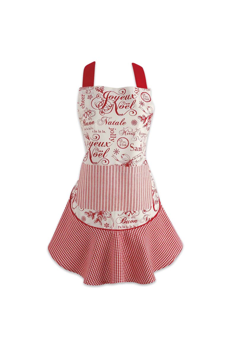 Cotton Ruffle Apron, Main, color, Joyeux Noel
