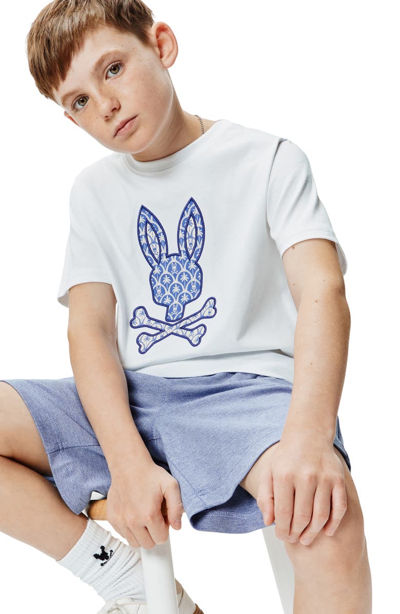 Psycho Bunny Kids' Brad Embroidered Appliqué Pima Cotton T-Shirt, Alternate, color, White