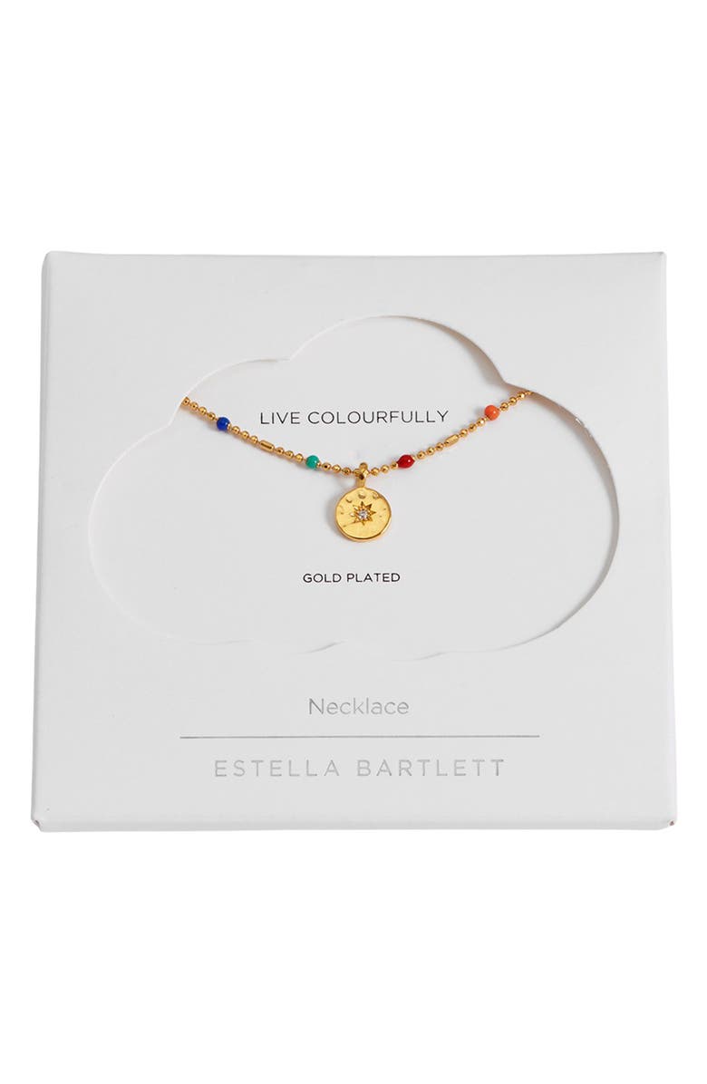 Estella Bartlett Rainbow Bead Cubic Zirconia Pendant Necklace, Alternate, color, Silver/ Gold