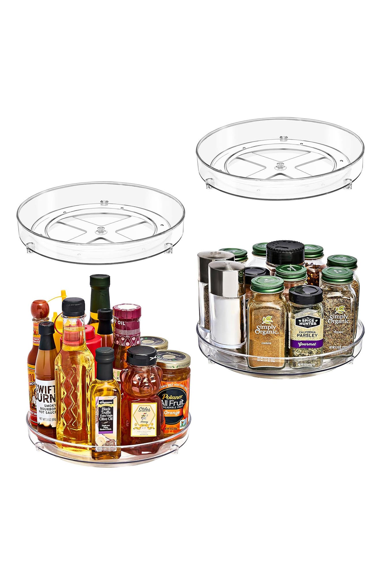 4-Pack Flat Clear Lazy Susan Turntables