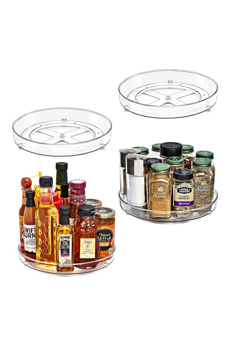 4-Pack Flat Clear Lazy Susan Turntables, Main, color, CLEAR