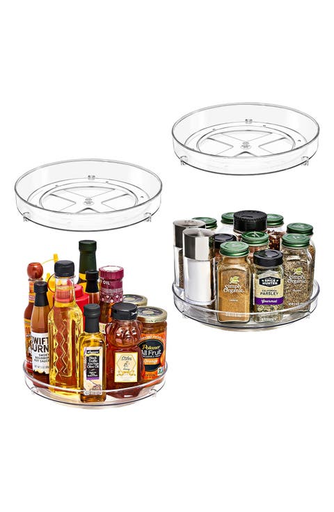 4-Pack Flat Clear Lazy Susan Turntables