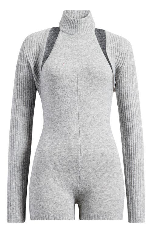 Mistress Rocks Mock Neck Romper & Bolero Set In Marl